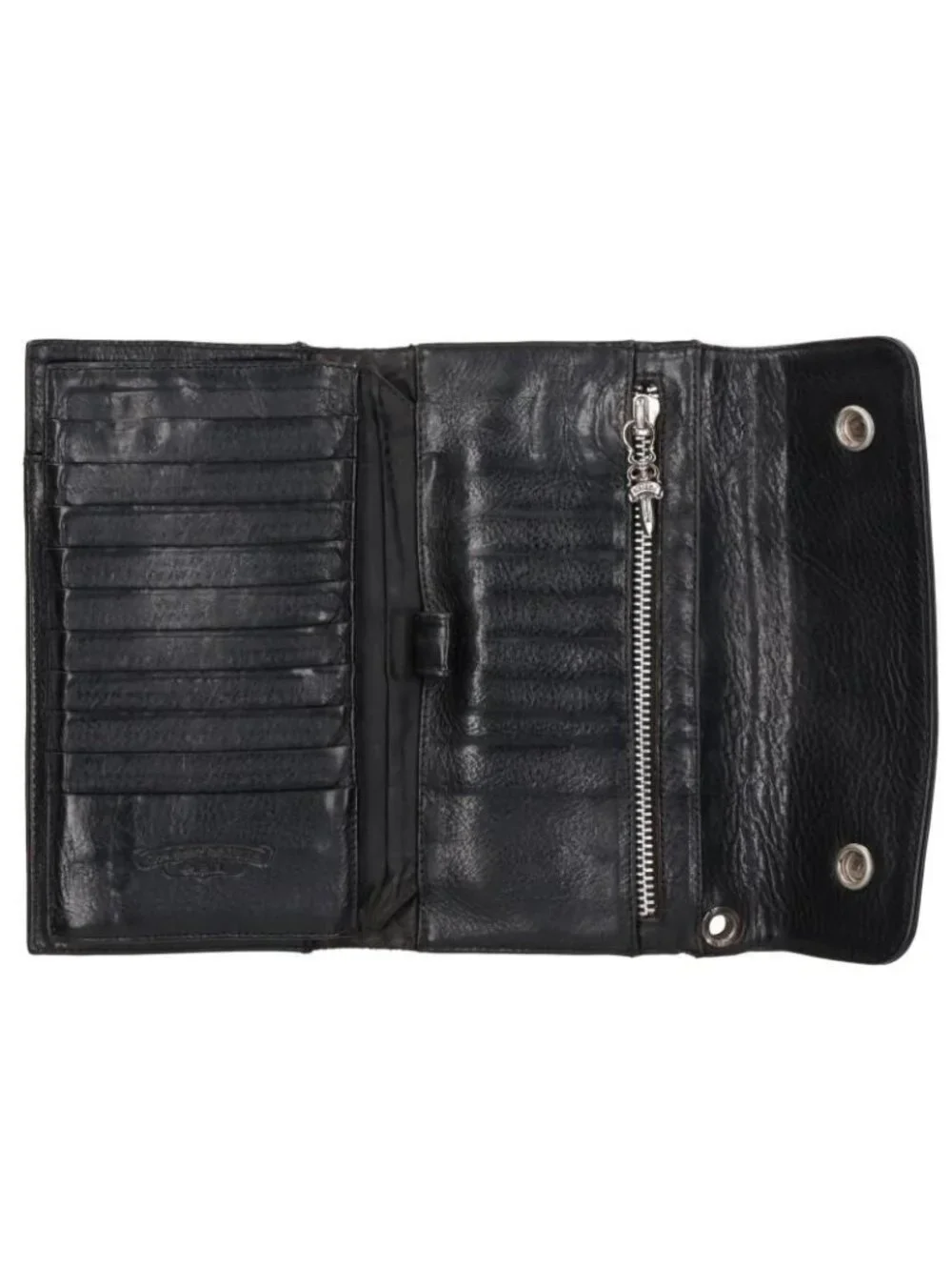 Chrome Hearts Wave Cross Ball Button Leather Wallet